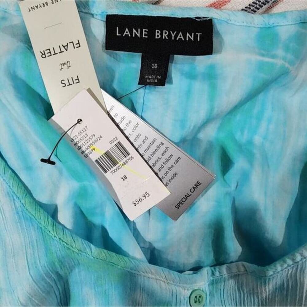Lane Bryant Classic Henley Scoop-Neck Babydoll peplum tie dye Tank‎ plus size 18 - Picture 4 of 8